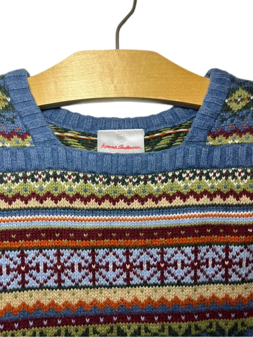 Hanna Andersson 110 / 5 Fair Isle Knit Sweater Dress with Multicolor Stripes
